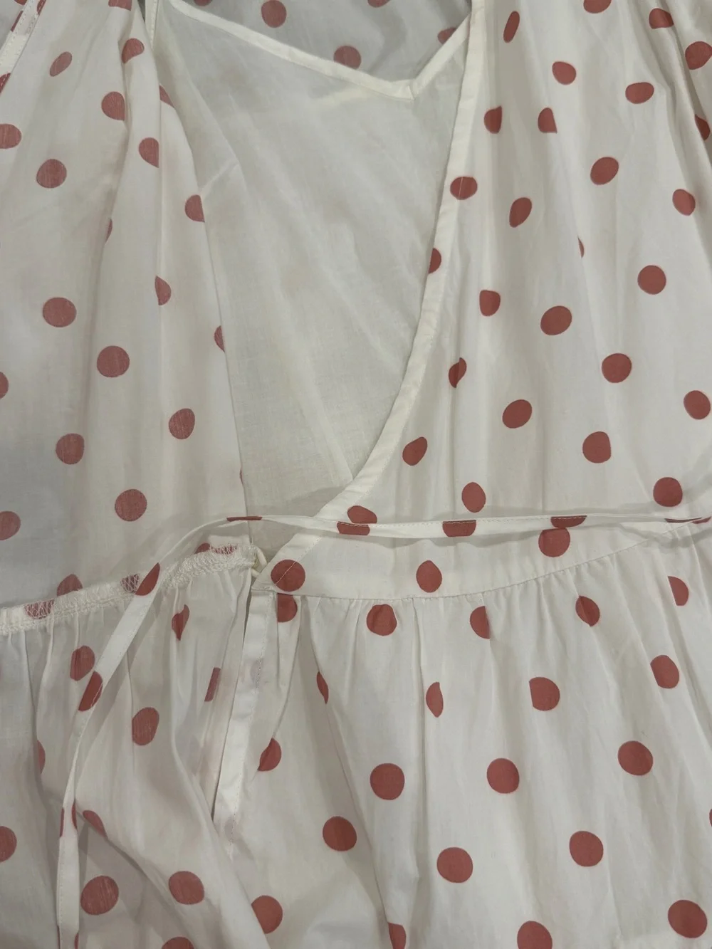 J. Crew White Midi Wrap Dress with Pink Polka Dots xxs
